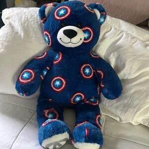 Build a bear BAB Avengers Captain America Marvel plush bear 17” clean like new